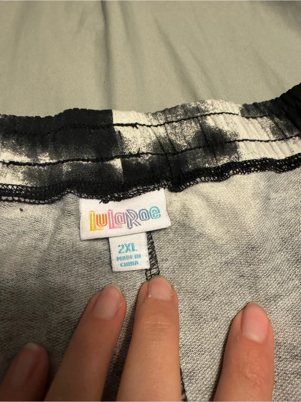 LuLaRoe Black and White Tie-Dye Bermuda Shorts - Picture 2 of 2